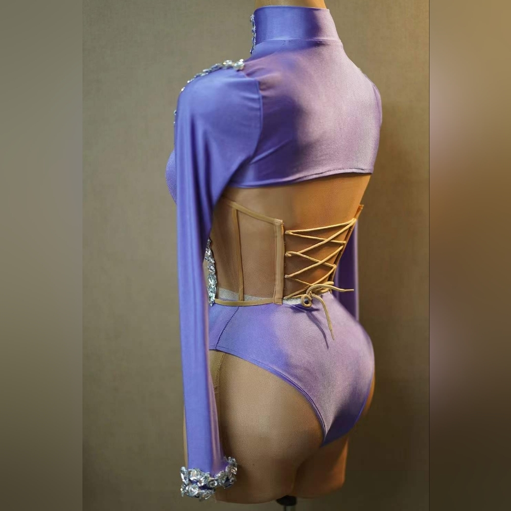 Powder blue ready to ship leotard corset bolero jacket - Picture 8 of 11